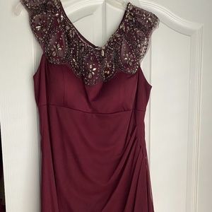 David's Bridal Bridesmaid Dress Wine Embellished